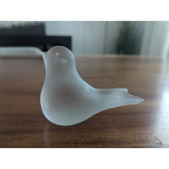 Frosted Clear Glass Bird Figurine Paperweight - Picture 9 of 13